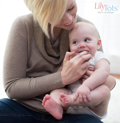 BPA-free silicone baby toothbrush fits on parent fingertip - Little Rooots