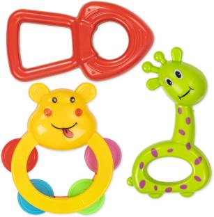 Newborn baby rattle set 5 pieces colourful for 0 to 6 months - Little Rooots