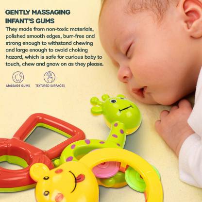 Newborn rattle set 5 shapes BPA-free safe to mouth - Little Rooots
